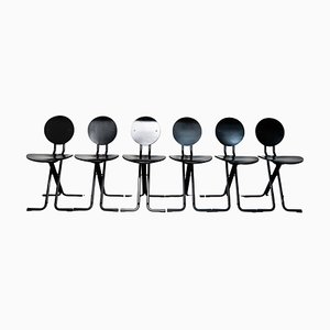 Sillas plegables atribuidas a Gastone Rinaldi para Thema, años 60. Juego de 6