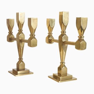 Messing Kerzenhalter von Lars Bergsten für Gusum, 1970er, 2er Set