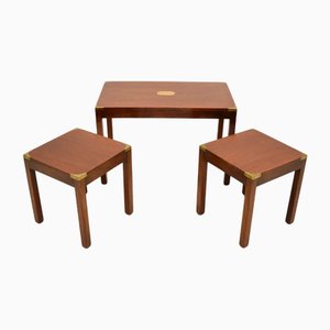 Tables Gigognes Vintage Military Campaign, 1930, Set de 3