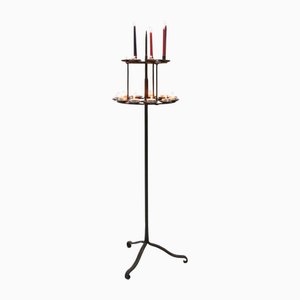 Large Gothic Candleholder in Wrought Iron, 1900