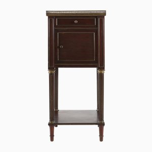 Table de Chevet Empire Vintage en Bois avec Plateau en Marbre, France, 1950s