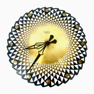 Mid-Century Wanduhr aus Messing & Stahl von Weimar, 1960er