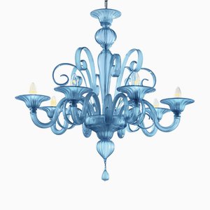 Lampadario in vetro di Murano blu satinato di Simoeng