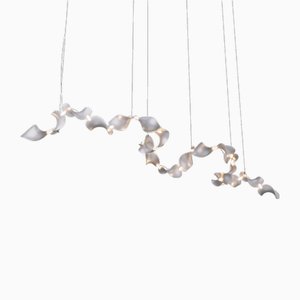 Dune 20 Curve Chandelier with Silver Anodized Shades by Daniel Becker