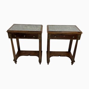 Mid-Century Italian Bedside Tables with Marble Tops, 1940s, Set of 2