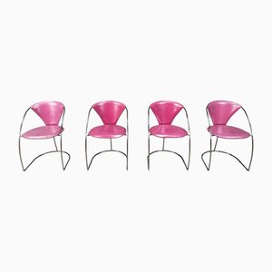 Sillas de comedor Linda vintage en rosa de Arrben, años 80. Juego de 4