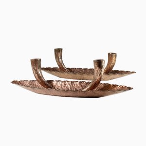 Midcentury Modern Italian Copper Candleholders by Egidio Casagrande, 1950s, Set of 2