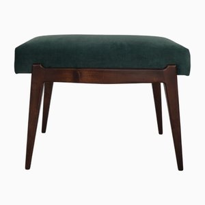 Italian Bench in Wood and Green Velvet, 1950s