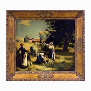 Emilio Pergola, Harvest Scene, 1990s, Oil on Canvas