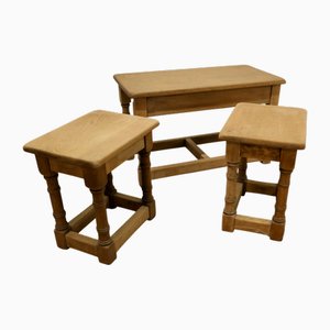 Arts and Crafts Oak Nesting Tables, 1890s, Set of 3