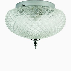 Deckenlampe aus Strukturglas & Chrom von RZB, 1970er