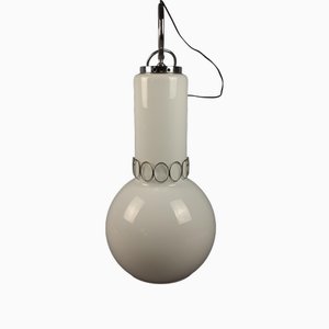 Opaline White Murano Glass Pendant Light, 1970s