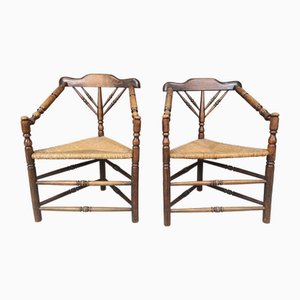 Niederländische Vintage Eckstühle, 1920er, 2er Set
