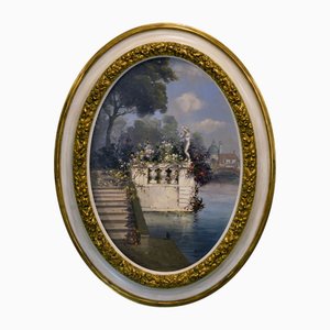 Antonio Celli, Romantic Canal View, Oil Painting