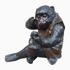 Masatsune, Japanese Meiji Okimono Sculpture of a Monkey, 1890s, Bronze