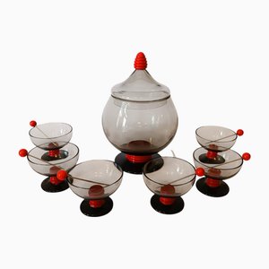 Murano Glass Aperitif Set by Napoleone Martinuzzi for Manifattura Di Murano, 1970s, Set of 14