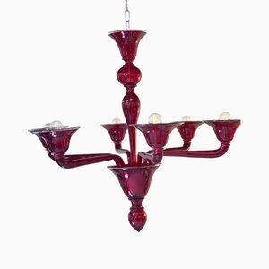 Translucent Red Murano Glass Chandelier by Simoeng