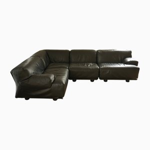 Divano modulare Flandra in pelle di Vico Magistretti per Cassina, Italia, anni '70, set di 4