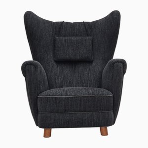 Danish Relax Armchair in Gray Furniture Fabric, 1960s