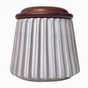 Danish Fluted White Pottery Jar by Esben & Lauge for Eslau, 1950s