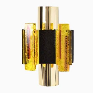 Lampada da parete in acrilico giallo di Claus Bolby per Cebo Industri, Danimarca, anni '70
