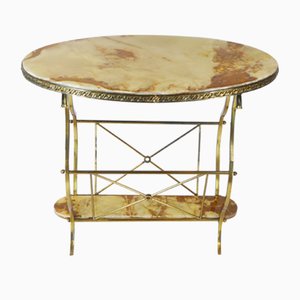 Italian Oval Marble Side Table