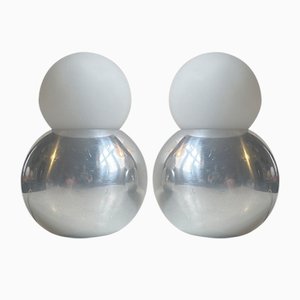 Scandinavian Dual Sphere Table Lamps in Polished Aluminum, 1980s, Set of 2