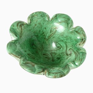 Murano Green Aventurine Glass Bowl from Fratelli Toso, 1960s