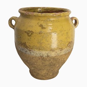 Late 19th Century French Terracotta Confit Pot Yellow Glaze