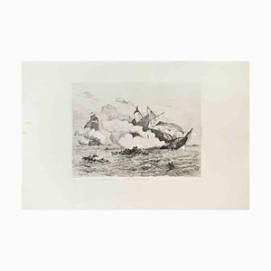 Charles Longueville, Combat Naval, Eau-forte, 1870s