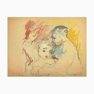 Mino Maccari, Figures, Watercolor, Mid 20th Century