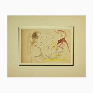 Mino Maccari, Figures, Watercolor, 1945
