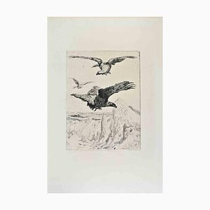 Jules Laurens, Sommets d'Auvergnelaure, Etching, 1970s