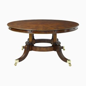 Large Regency Revival English Walnut Jupe Dining Table