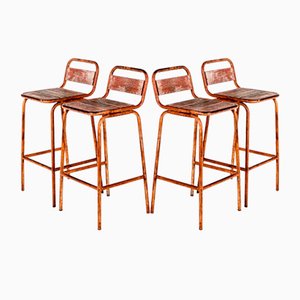 Italian Industrial Bar Stools, Set of 4