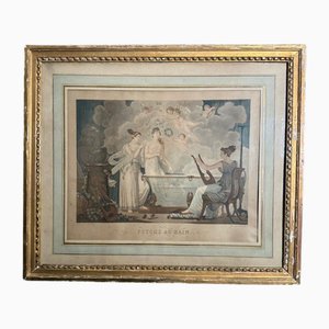 Choubard, Psyché à la Perle de Bain, Années 1700, Gravure en Couleur, Encadrée