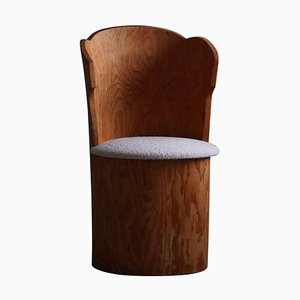 Silla Stump sueca brutalista de pino y bouclé, años 70
