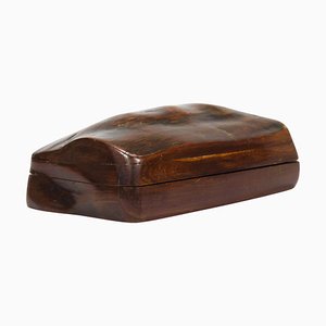 Hand-Carved Organic Wooden Box with Lid, France, 1950s