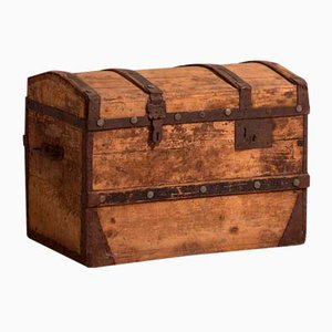 Große antike Truhe aus gewaschenem Holz, 1900