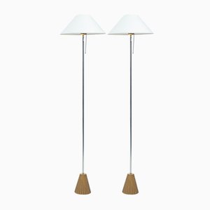 Lampade da terra vintage in ottone di Peter Ghyczy, 1983, set di 2