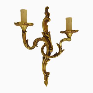 Lámpara de pared con luces dobles de bronce, años 50