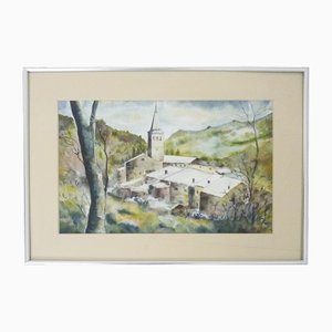 Carani, Chiesa in montagna, anni '70, Acquarello