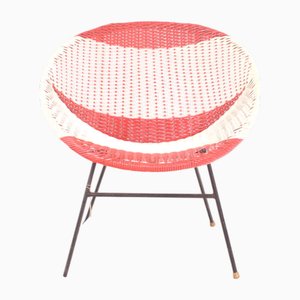 Sedia Mid-Century in vimini e plastica, anni '50