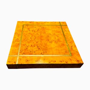 Mesa de centro de madera de briar y latón, años 70