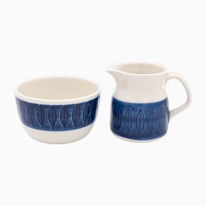 Schwedischer Koka Blå Sugar & Creamer von Hertha Bengtson für Rörstrand, 1950er, 2er Set