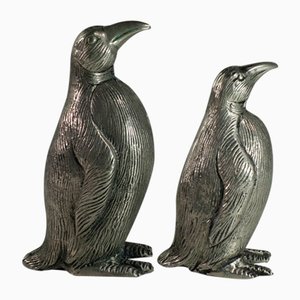 Vintage Italian Silver Metal Penguin Salt and Pepper Shackers from Gucci, 1970, Set of 2