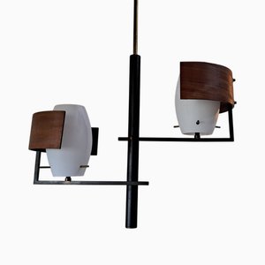 Lampe à Suspension en Teck et Verre Opalin par Ignoto pour Ignoto, 1960