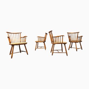 WKS 7 Armchairs with Wickerwork Seat by Arno Lambrecht for WK Möbel, 1950s, Set of 4