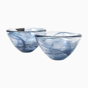 Hand-Made Glass Candleholders by Pernille Bülow, 1980s, Set of 2