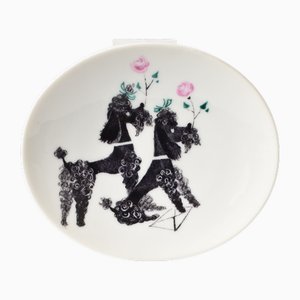 Assiette Caniche en Porcelaine Peinte à la Main par Lis Müller pour Rosenthal, 1960s